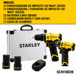KIT PARAFUSADEIRA FURADEIRA E PARAFUSADEIRA IMPAC 3/8" 10MM C/ BAT C/CARREG SCHI10D2FK-BR (STANLEY) - Imagem 3
