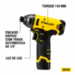 KIT PARAFUSADEIRA FURADEIRA E PARAFUSADEIRA IMPAC 3/8" 10MM C/ BAT C/CARREG SCHI10D2FK-BR (STANLEY) - Imagem 5