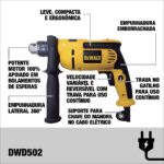 FURADEIRA DE IMPACTO ELETRICA 1/2 (13 MM) - 75OW (220V) DWD502 (DEWALT) - Imagem 5