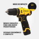 PARAFUSADEIRA FURADEIRA IMPACTO 3/8" 10MM 12V ION LI C/ BAT C/ CARREG SCH10D2K (STANLEY) - Imagem 3