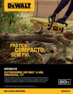 MOTOSSERA ELETRICA CORDLESS CHAINSAW 20V MA X LI-ION (DEWALT) - Imagem 7