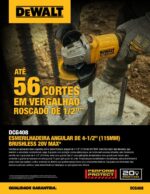 ESMERILHADEIRA 4 1/2" BRUSHLESS 20V MAX* COM 2 BATERIAS DE 5.0AH CARREGADOR BIVOLT E BOLSA PARA TRANSPORTE (DEWALT) - Imagem 2