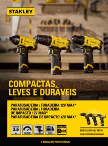 PARAFUSADEIRA FURADEIRA IMPACTO 3/8" 10MM 12V ION LI C/ BAT C/ CARREG SCH10D2K (STANLEY) - Imagem 7