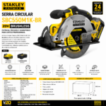 SERRA CIRCULAR 7.1/4" 20V C/BAT C/CARREG (185MM) SBC550M1K-BR  (STANLEY) - Imagem 4