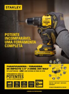 PARAFUSADEIRA / FURADEIRA DE IMPACTO 1/2" (13MM) ION DE LITIO 20V MAX* BRUSHLESS + BATERIAS + CARREGADOR + MALETA PROSTACK SBD716D2T (STANLEY) - Imagem 4