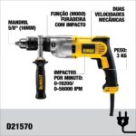 FURADEIRA COM IMPACTO 5/8" 1.300W 220V D21570K-B2 (DEWALT) - Imagem 5