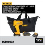 PARAFUSADEIRA E FURADEIRA 3/8" 10MM.BAT.LITIO BIVOLT C/BAT C/CARREG DCD700C2BR (DEWALT) - Imagem 2