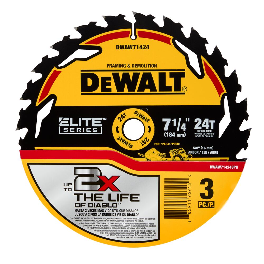 Ecomm_Small-DWAW714243PK_P1 LAMINA SERRA CIRCULAR ELITE SERIES 60D / 7-1/4" DWAW71424-Z (DEWALT) - Imagem 1