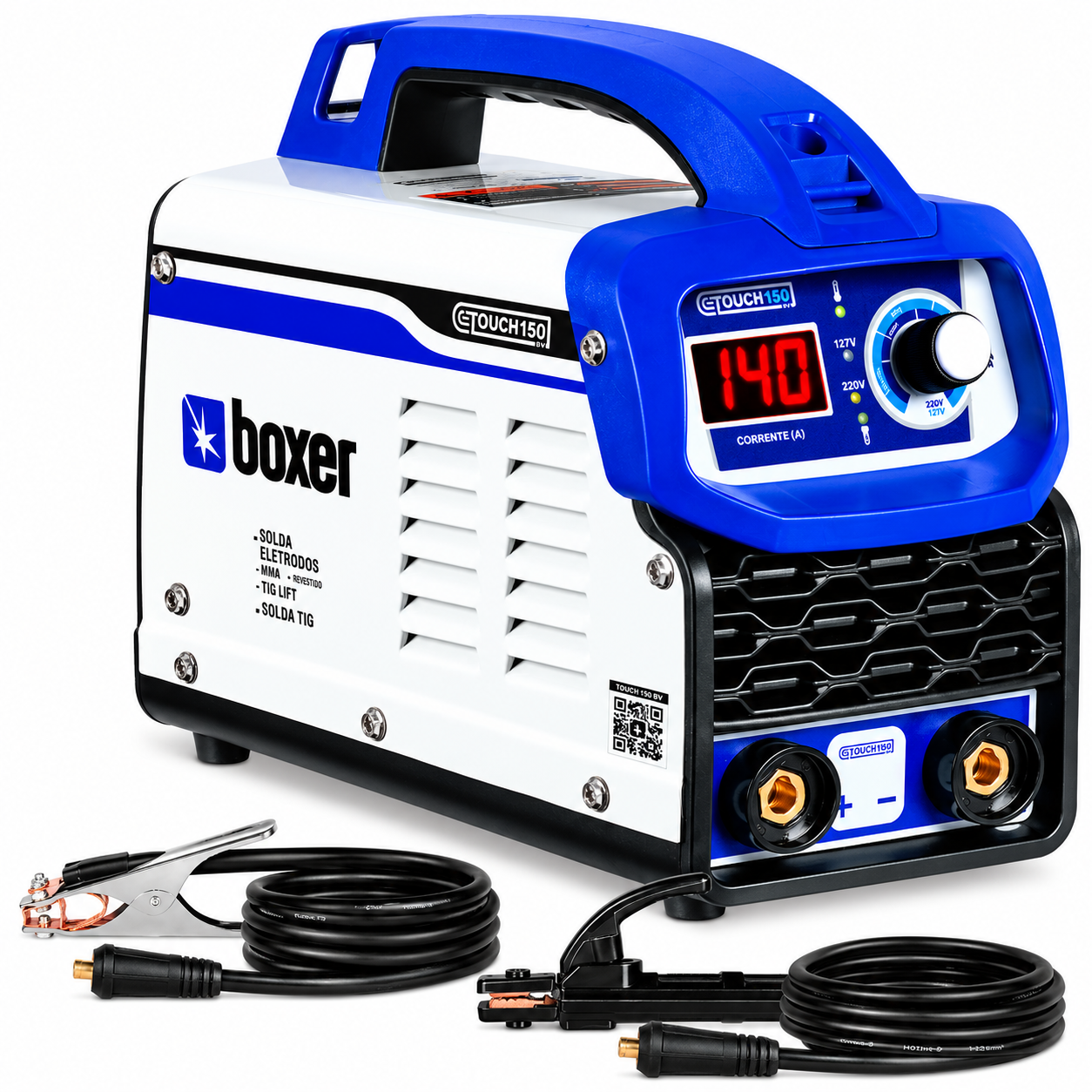 ChatGPT Image 4 de set. de 2026, 19_57_36 MÁQUINA SOLDA INVERTER TOUCH 150 BV PROFISSIONAL BOXER S/ MASCARA E PICARETA (BOXER) - Imagem 1