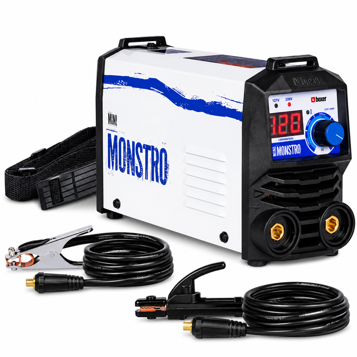 ChatGPT Image 4 de set. de 2026, 20_32_25 MÁQUINA DE SOLDA INVERSORA TIG MINI MONSTRO 120A BIVOLT AUTOMÁTICA 127/220V (BOXER) - Imagem 1